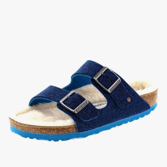 Birkenstock Wool Lined Felt Sandals In Blue Size 5 - Picture 1 of 15
